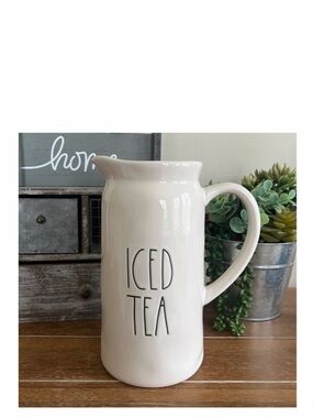 NEW Rae Dunn Iced Tea White Ceramic Farmhouse Kitchen Pitcher